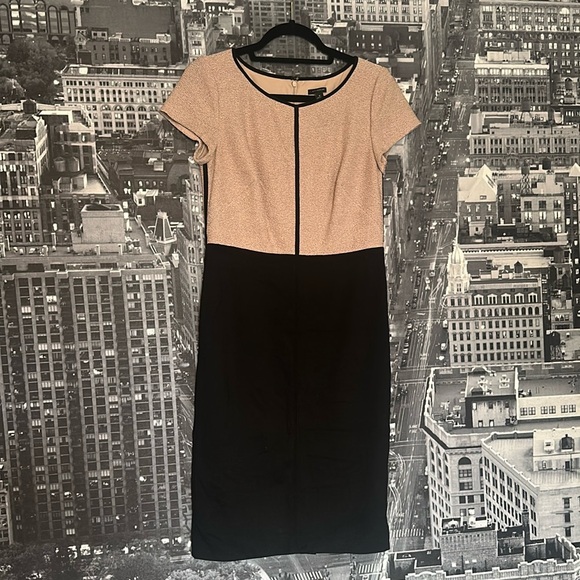 Ann Taylor Black and Tan Midi Dress - Picture 1 of 3